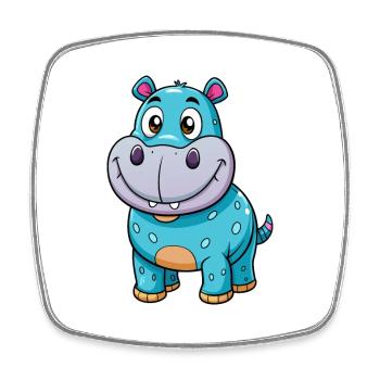 Nilpferd Niedliche Zeichentrickfigur Kawaii Clipart - Viereckiger Kühlschrankmagnet - Weiß - Vorne