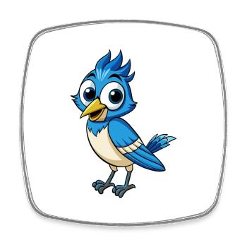 Jay Bird Niedliche Zeichentrickfigur Kawaii Clipart - Viereckiger Kühlschrankmagnet - Weiß - Vorne