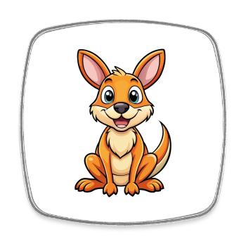 Kangaroo Cute Cartoon Character Kawaii Clipart - Square fridge magnet - white - Front