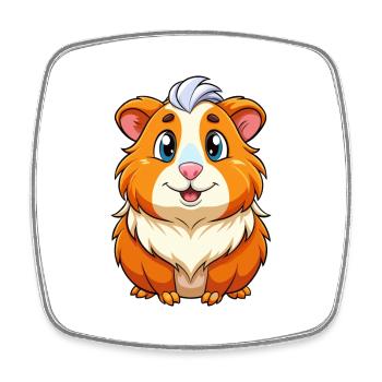 Cochon d’Inde Mignon Personnage De Dessin Animé Kawaii Clipart - Magnet carré - blanc - Devant