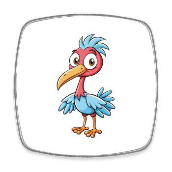 Ibis Cute Cartoon Character Kawaii Clipart - Square fridge magnet - white - Front