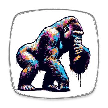Gorilla - Viereckiger Kühlschrankmagnet - Weiß - Vorne