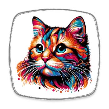 Chat - Magnet carré - blanc - Devant