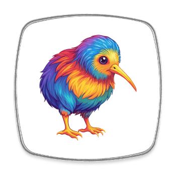Kiwi oiseau coloré Kawaii dessin animé personnage Animal - Magnet carré - blanc - Devant