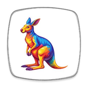 Kangaroo Colorful Kawaii Cartoon Character Clipart - Square fridge magnet - white - Front