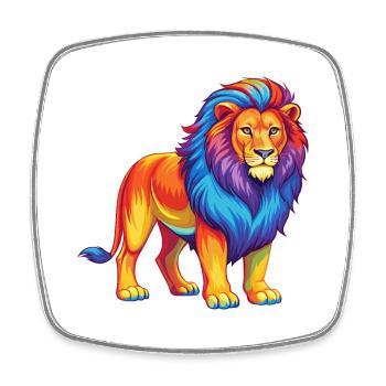 Lion coloré Kawaii Dessin animé Personnage Clipart - Magnet carré - blanc - Devant