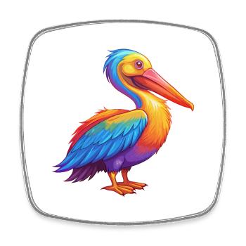 Pelican Colorful Kawaii Cartoon Character Clipart - Square fridge magnet - white - Front