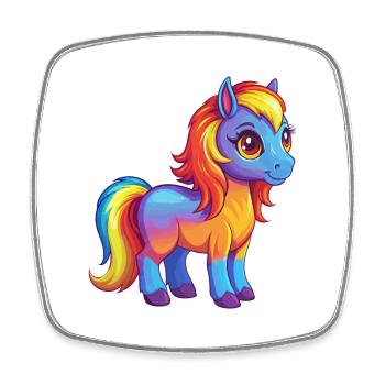 Pony Bunte Kawaii Cartoon Figur Clipart - Viereckiger Kühlschrankmagnet - Weiß - Vorne