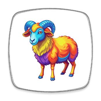 Ram coloré Kawaii Dessin animé Personnage Clipart - Magnet carré - blanc - Devant
