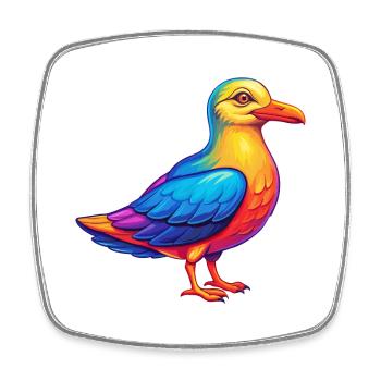 Möwe Bunte Kawaii Cartoon Charakter Clipart - Viereckiger Kühlschrankmagnet - Weiß - Vorne
