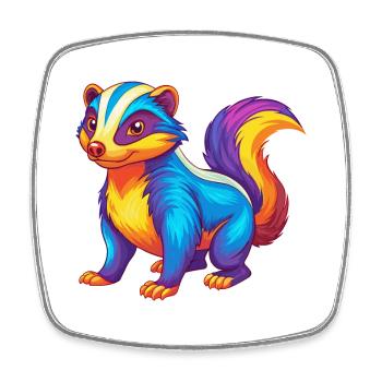 Skunk Bunte Kawaii Cartoon Charakter Clipart - Viereckiger Kühlschrankmagnet - Weiß - Vorne