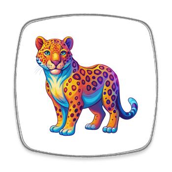 Leopard Colorful Kawaii Cartoon Character Clipart - Square fridge magnet - white - Front