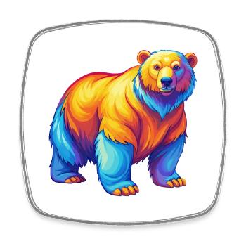 Polar Bear Colorful Kawaii Cartoon Character - Square fridge magnet - white - Front