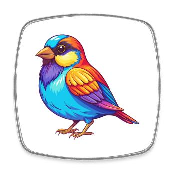 Spatz Bunte Kawaii Cartoon Figur Clipart - Viereckiger Kühlschrankmagnet - Weiß - Vorne