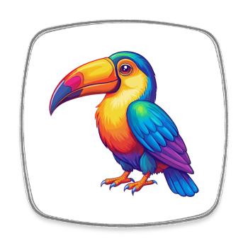 Toucan Colorful Kawaii Cartoon Character Clipart - Square fridge magnet - white - Front