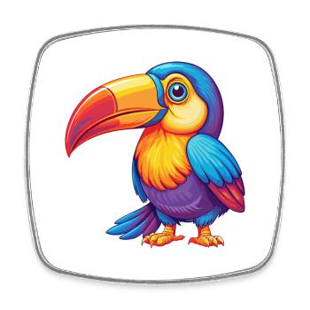 Toucan Colorful Kawaii Cartoon Character Clipart - Square fridge magnet - white - Front