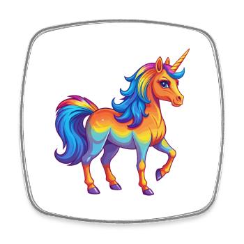 Einhorn Bunte Kawaii Cartoon Figur Clipart - Viereckiger Kühlschrankmagnet - Weiß - Vorne