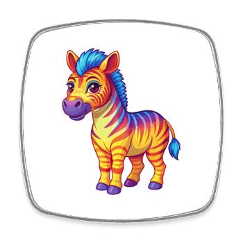 Zebra Colorful Kawaii Cartoon Character Clipart - Square fridge magnet - white - Front