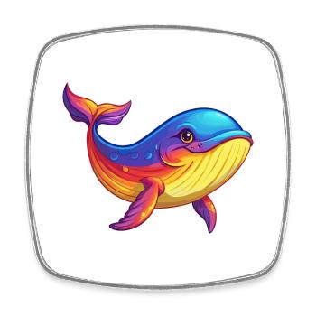 baleine coloré kawaii dessin animé personnage clipart - Magnet carré - blanc - Devant