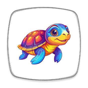 Turtle Colorful Kawaii Cartoon Character Clipart - Square fridge magnet - white - Front