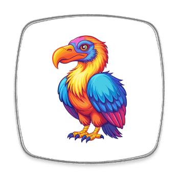 Vulture Coloré Kawaii Dessin Animé Personnage Clipart - Magnet carré - blanc - Devant