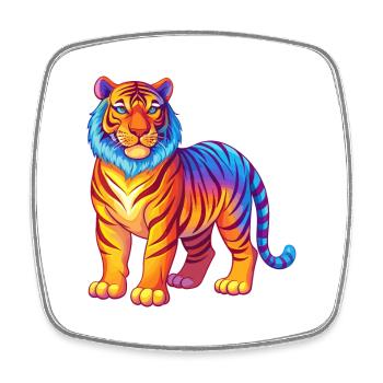 Tiger Colorful Kawaii Cartoon Character Clipart - Square fridge magnet - white - Front