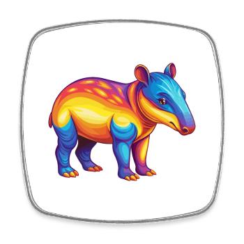 Tapir Bunte Kawaii Cartoon Figur Clipart - Viereckiger Kühlschrankmagnet - Weiß - Vorne