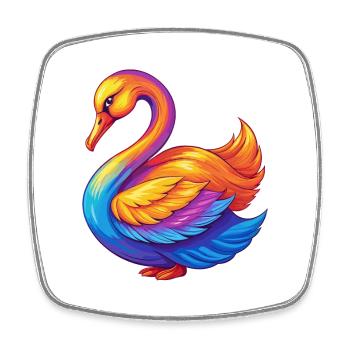 cygne coloré kawaii personnage de dessin animé clipart - Magnet carré - blanc - Devant