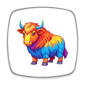 Yak Colorful Kawaii Cartoon Character Clipart - Square fridge magnet - white - Front