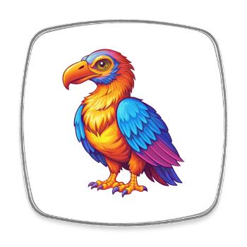 Vulture Coloré Kawaii Dessin Animé Personnage Clipart - Magnet carré - blanc - Devant