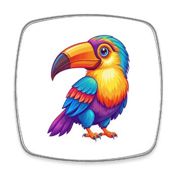 Toucan Colorful Kawaii Cartoon Character Clipart - Square fridge magnet - white - Front