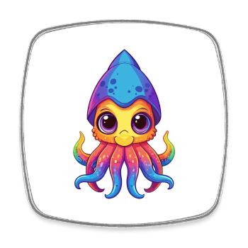 Squid Colorful Kawaii Cartoon Character Clipart - Square fridge magnet - white - Front