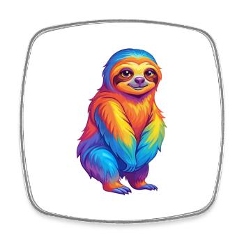 Faultier Bunte Kawaii Cartoon Figur Clipart - Viereckiger Kühlschrankmagnet - Weiß - Vorne