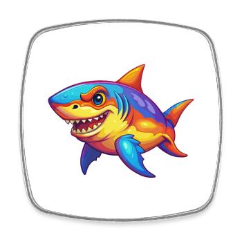 Shark Colorful Kawaii Cartoon Character Clipart - Square fridge magnet - white - Front