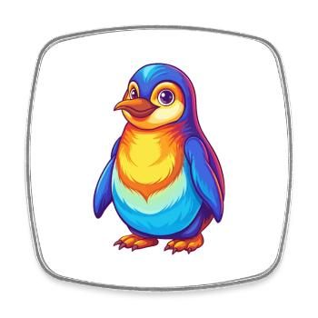 Pinguin Bunte Kawaii Cartoon Figur Clipart - Viereckiger Kühlschrankmagnet - Weiß - Vorne