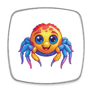 araignée coloré Kawaii personnage de dessin animé Clipart - Magnet carré - blanc - Devant