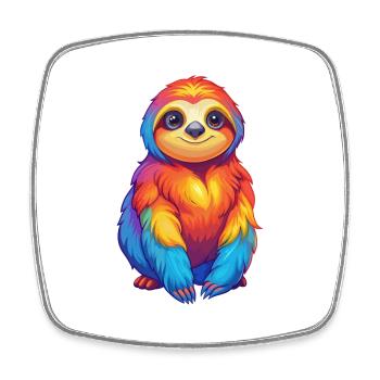 Faultier Bunte Kawaii Cartoon Figur Clipart - Viereckiger Kühlschrankmagnet - Weiß - Vorne