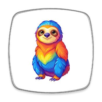 Faultier Bunte Kawaii Cartoon Charakter Clipart - Viereckiger Kühlschrankmagnet - Weiß - Vorne