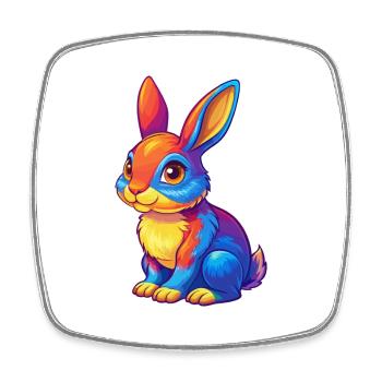 Lapin coloré Kawaii Dessin animé Personnage Clipart - Magnet carré - blanc - Devant