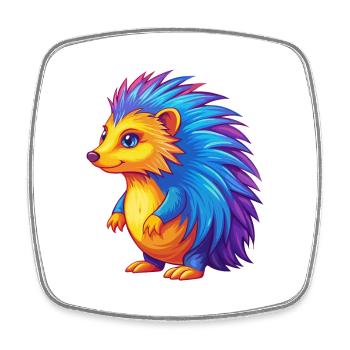 Porcupine Colorful Kawaii Cartoon Character Animal - Square fridge magnet - white - Front