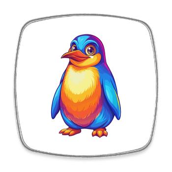 Pinguin Bunte Kawaii Cartoon Figur Clipart - Viereckiger Kühlschrankmagnet - Weiß - Vorne