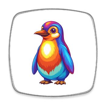 Pinguin Bunte Kawaii Cartoon Figur Clipart - Viereckiger Kühlschrankmagnet - Weiß - Vorne