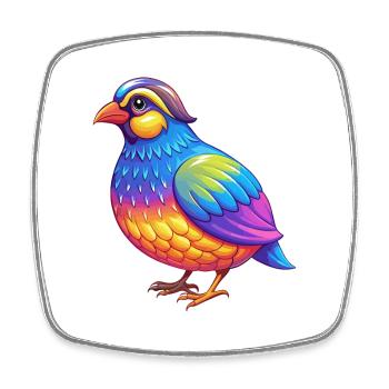 Partridge Colorful Kawaii Cartoon Character Animal - Square fridge magnet - white - Front