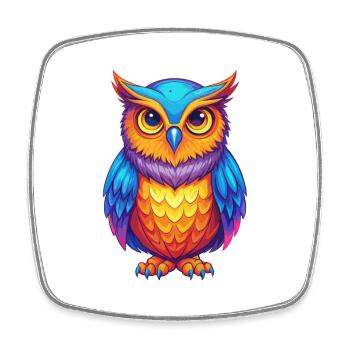 Owl Colorful Kawaii Cartoon Character Clipart - Square fridge magnet - white - Front