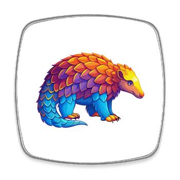 Pangolin Colorful Kawaii Cartoon Character Clipart - Square fridge magnet - white - Front