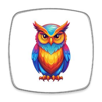 Owl Colorful Kawaii Cartoon Character Clipart - Square fridge magnet - white - Front