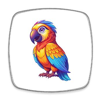 Parrot Colorful Kawaii Cartoon Character Clipart - Square fridge magnet - white - Front