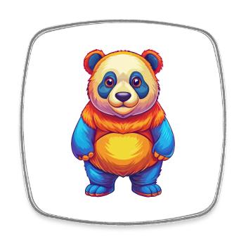 Panda Colorful Kawaii Cartoon Character Clipart - Square fridge magnet - white - Front