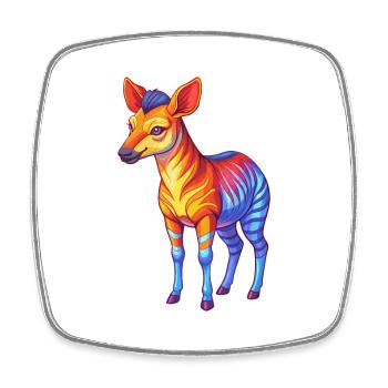 Okapi Colorful Kawaii Cartoon Character Clipart - Square fridge magnet - white - Front