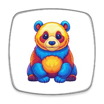 Panda Colorful Kawaii Cartoon Character Clipart - Square fridge magnet - white - Front